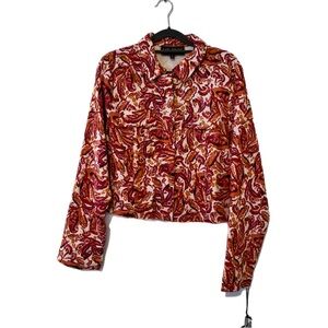 Kathy Ireland Pink orange Red and White Paisley Cardigan